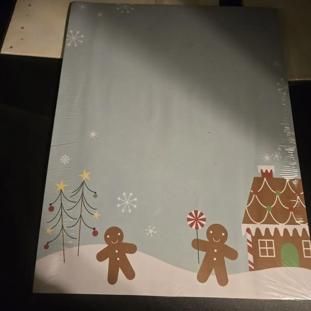 Christmas Stationery Paper Lot 3 Packs Of 25 Stockings Gingerbread Men Printer